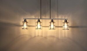 4 Light Kitchen Island Chandelier Brushed Nickel Finish Modern Pendant Light Ceiling Lighting Fixture Metal Clear Glass Dining Room Bar Café Kitchen Island - Image 3