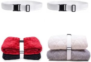 2PCS Bed Sheet Organizer Bands, Bed Sheet Straps Organizer and Storage Keepers, Elastic Adjustable Straps for Bedding, Sheets Organizer for Closet, Sheet Keeper Bedding Band (6.6FT)