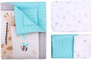 Animals 4 Pieces Crib Bedding Sets for Boys and Girls | Baby Bedding Crib Set of Crib Sheet, Quilt, Dust Ruffle & Wall Decal Set for Standard Size Crib - Image 5