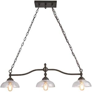 LOG BARN Dining Room Light Fixture Hanging, Farmhouse Chandelier in Rustic Black Metal with Clear Glass Shades, Adjustable Chains, Pendant for Kitchen Island - Image 9