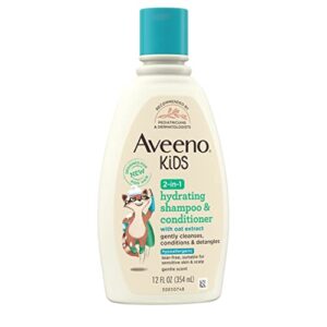 Aveeno Kids 2-in-1 Hydrating Shampoo & Conditioner, Gently Cleanses, Conditions & Detangles Kids Hair, Formulated With Oat Extract, For Sensitive Skin & Scalp, Hypoallergenic, 12 fl. oz - Image 12