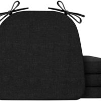 Chair Cushions for Dining Chairs Set of 4, Kitchen Chair Pads, Indoor Dining Chair Cushions with Ties, Seat Cushions for Kitchen Chairs, Non Slip Chair Pads, 17" x 16" x 2", Black