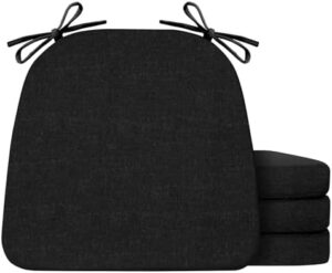 Chair Cushions for Dining Chairs Set of 4, Kitchen Chair Pads, Indoor Dining Chair Cushions with Ties, Seat Cushions for Kitchen Chairs, Non Slip Chair Pads, 17" x 16" x 2", Black