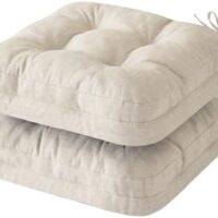 Chair Cushions for Dining Chairs, Dining Chair Cushions, Tufted Indoor Chair Pads with Ties & Non Slip Backing, Seat Cushions for Kitchen Chairs 16.5” x 16.5” x 3.5”, Set of 2, Beige