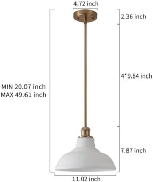 Milk Glass Pendant Lights Kitchen Island 2 Pack Dome Schoolhouse Pendant Light Fixture White and Gold Mid Century Modern Chandelier for Dining Room Bedroom Kitchen - Image 5