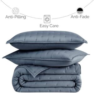 Southshore Fine Living, Inc. Full/Queen Quilt Bedding Set with 2 Quilted Pillow Shams, Rayon Derived from Bamboo Bedding Set, 300 Thread Count Premium Coverlet, Queen Size Bedspread, Steel Blue - Image 5