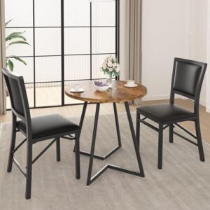 VECELO Folding Chairs Set of 4 with Cushion, Foldable Padded Seats with Heavy Duty Metal Frame for Kitchen/Dining/Living Room, No Assembly & Space Saving Design, Black - Image 2