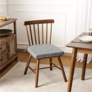 downluxe Indoor Chair Cushions for Dining Chairs, Soft and Comfortable Textured Memory Foam Kitchen Chair Pads with Ties and Non-Slip Backing, 16" x 16" x 2", Light Grey, 6 Pack - Image 7