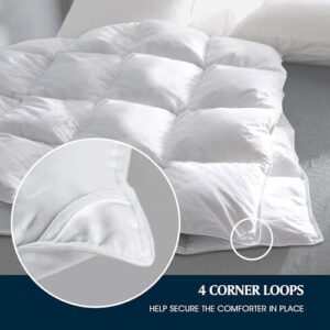 Serta Goose Feather Down Fiber Cotton Comforter Queen Size - 100% Cotton Duvet Insert - Hotel Luxury Hypoallergenic Bedding Comforter All Season Medium Warmth 90 x 90 Inch White - Image 4