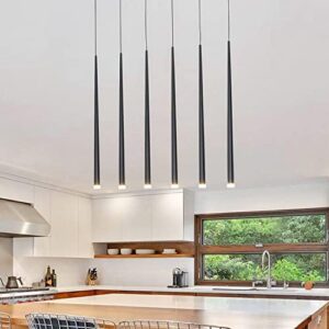 Modern Pendant for Kitchen Island, Linear Chandelier 6 Lights Cluster Bar for Dining Room, Black Warm White Dimmable - Image 2