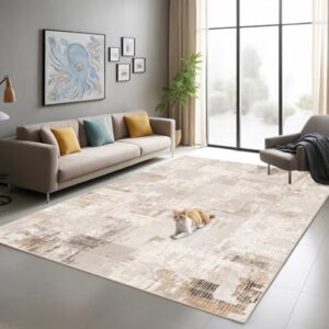 8'x10' Area Rug for Living Room Bedroom Machine Washable Non Slip Vintage Carpet Foldable Floor Cover Kitchen Accent Indoor Mat Throw Rug for Laundry Dining Room Bathroom Office, Beige - Image 8