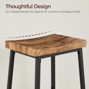 Bar Stools, 23.7 Inch Saddle Stools with Footrest, Set of 2 Bar Chairs, Kitchen Counter Height Stools, Industrial Style, for Dining Room, Counter, Bar, Rustic Brown and Black BAHR0801N1 - Image 6