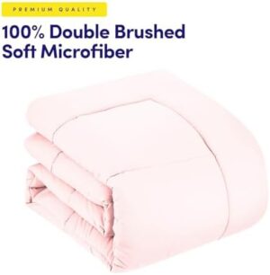 Dorm Room Essentials College Bedding Comforter Set 7 Piece Full Size Bed in a Bag for College Students Boys and Girls, Full, Pale Pink - Image 4