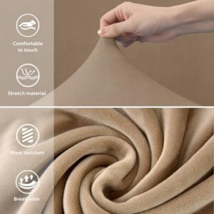 Gollense Velvet Curved Back Chair Covers for Dining Room Set of 4, Mid Century Modern Chair Slipcovers, Semi Circle Back Furniture Seat Protector for Kitchen Living Room (Camel) - Image 4