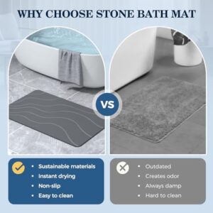 Stone Bath Mat Diatomaceous Earth Non-Slip Shower Mat,Quick Drying Diatomite Bath Stone Mat for Bathroom Floor -Super Absorbent,Natural, Easy to Clean(24×16" Grey) - Image 5