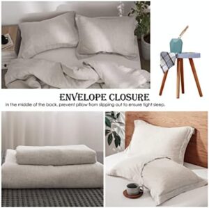 Simple&Opulence 100% Linen Duvet Cover Set 3pcs Basic Style Natural French Washed Flax Solid Color Soft Breathable Farmhouse Bedding with Button Closure - Linen, King - Image 4