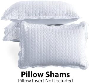 IR Imperial Rooms Queen Quilt Bedding Set Size (90" x 96") + 2 Pillow Shams (20" x 26"+ 2") - 3 Pcs All Season Lightweight Reversible Microfiber Coverlet Embossed Quilt Bedspread (White) - Image 5