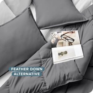Bare Home Comforter Set - Queen Size - Ultra-Soft - Goose Down Alternative - Premium 1800 Series - All Season Warmth (Queen, Grey) - Image 4