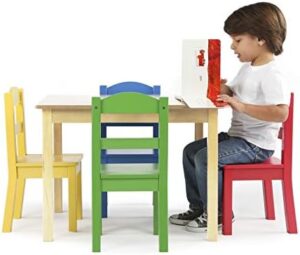 Humble Crew Kids Wooden Table and 4 Chairs Set, Natural/Primary - Kids Table and Chair Set for Toddlers and Children for Arts, Crafts, and Snack Time - Sturdy, Durable Toddler Activity Table - Image 7