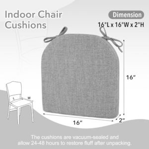 downluxe Indoor Chair Cushions for Dining Chairs, Soft and Comfortable Textured Memory Foam Kitchen Chair Pads with Ties and Non-Slip Backing, 16" x 16" x 2", Light Grey, 6 Pack - Image 6