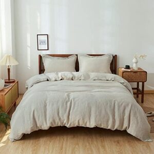 Simple&Opulence 100% Linen Duvet Cover Set 3pcs Basic Style Natural French Washed Flax Solid Color Soft Breathable Farmhouse Bedding with Button Closure - Linen, King - Image 8