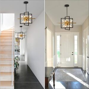 Modern Black and Gold Chandelier, 8-Light Geometric Pendant Light Fixture, Dining Light Fixtures Adjustable Chandelier for Dining Room Entryway Foyer Hallway Bedroom Living Room Kitchen Island - Image 9