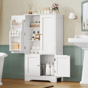 Storage Cabinet with 4 Doors, Pantry Cabinet with 6 Door Shelves, Kitchen Pantry Cabinet, Bathroom Cabinet for Living Room, Kitchen, Dining Room, White - Image 4