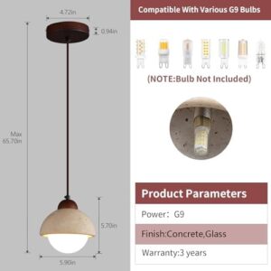 Nordic Natural Stone Shade Pendant Light Wabi-Sabi Yellow Cave Stone Chandelier for Kitchen Island,Wood Mini Pendant Lamp for Dining,Bedside,Entryway,Cafe,Restaurant(1-Pack) - Image 2