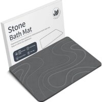 Stone Bath Mat Diatomaceous Earth Shower Mat Non-Slip Super Absorbent Diatomite Stone Bath Mats for Bathroom Floor Quick Drying Natural Easy to Clean(23.6''×15.4" White)