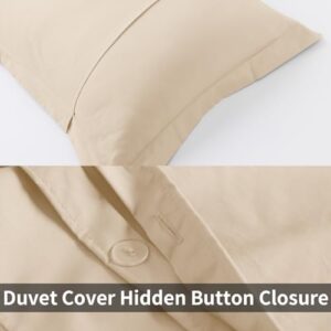 Beige Duvet Cover Set Queen Size 100% Egyptian Cotton 3Pcs Home Bedding Set- 1 Duvet Cover with 2 Pillowshams, 400 Thread Count Super Soft Comforter Cover with Corner Ties(90x90 Inches, Beige) - Image 8