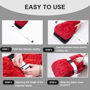 2PCS Bed Sheet Organizer Bands, Bed Sheet Straps Organizer and Storage Keepers, Elastic Adjustable Straps for Bedding, Sheets Organizer for Closet, Sheet Keeper Bedding Band (6.6FT) - Image 2