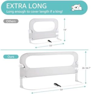 Baby Bed Rail Guard for Toddlers - 58.5" Toddler Bed Rails for Twin, Full, Queen, King Bunk Size Bed Swing Down Bedrail Extral Tall Child Safety Side Railing Guards for Kids - Image 6