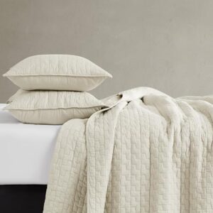 palassio Beige 100% Cotton Quilt King Size Bedding Sets with 2 Pillow Shams, Textured Lightweight Soft Bedspread Shabby Chic Coverlet, Neutral Quilted Comforter Bed Cover for All Season, 3 Pieces - Image 8
