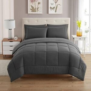 Queen Comforter Set - 7-Piece Bedding Collection - 1 Comforter, 1 Fitted Sheet, 1 Flat, 4 Pillowcases - Deep Pocket - Soft & Breathable Premium Quality - Ideal for All Seasons, Gray - Image 2