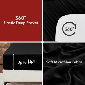 MUXHOMO 7 Pieces Queen Comforter Set, Reversible Bed in a Bag Queen Size, All Season Bedding Set with Comforter, Flat Sheet, Fitted Sheet, Pillowcases & Shams, Red & Black - Image 7