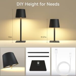 2 Pack Rechargeable Table Lamps,Cordless Lamp with 6000mAh Battery Operated, Portable Indoor/Outdoor Table Lamp for Patio Restaurant Home Dinner Dining Kitchen,Waterproof & Wireless - Image 3