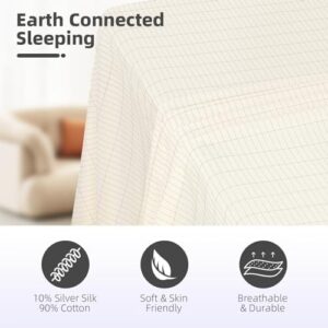 HLLBLL® Grounding Bedding Sheet Set, Bed Sheets and Pillowcase Set, 90% Organic Cotton+10% Pure Silver Organic Fitted Grounded Sheet for Improved Sleep, Pain Relief (White, King(78.5 * 80 * 15inch)) - Image 5