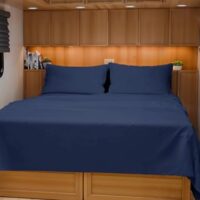 RV Short Queen Sheets 60 X 75-4 Piece RV Short Queen Bed Sheet Set - Designed for Bunks, Trailers, Campers - Fits Between 8” to 10" Mattress - Soft, Breathable & Cooling - Luxury Bedding - Navy Blue