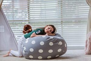 Wekapo Stuffed Animal Storage Bean Bag Chair Cover for Kids | Stuffable Zipper Beanbag for Organizing Children Plush Toys Large Premium Cotton Canvas (Gray Dot, X-Large) - Image 6