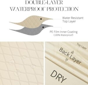 MOSAYT 100% Waterproof Dining Room Chair Covers Set of 4, Super Fit Stretch Jacquard Parson Chairs Slipcovers Removable Washable Chair Seat Protectors for Home, Kitchen, Banquet (Beige) - Image 3