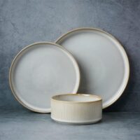 Famiware Star Dinnerware Sets, Plates and Bowls Set for 4, 12 Pieces Dish Set - Chip and Scratch Resistant, Microwave and Dishwasher Safe Kitchen Set, Cappuccino White