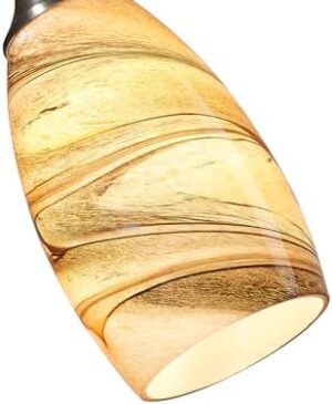 Mini Pendant Lights Kitchen Island Light Brown Glass Lamp Shade Hand Blown Glass Pendant Light with Brush Nickel Finish Adjustable Cord for Kitchen Over Sink, Dining Room (Light Brown-3P) - Image 2