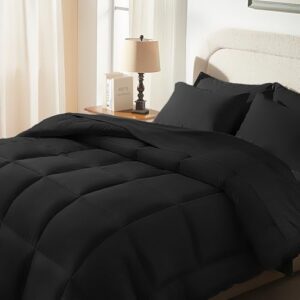 SunStyle Home Black Full/Queen Size Comforter Sets - 7 Pieces Bed in a Bag, Lightweight Goose Down Alternative Bedding Sets with All Season Comforter, 1 Flat Sheet, 1 Fitted Sheet, 4 Pillowcases - Image 9