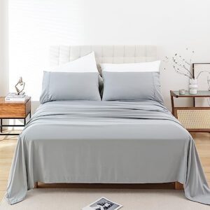 Whitney Home Textile Twin Size Sheet Set - Luxury Soft Comfy Bed Sheets, Breathable Cooling Hotel Bedding for Women, Men, Teens, Extra Deep Pocket, Easy-Fit, Oeko-Tex, Wrinkle Free 3 Piece - Grey