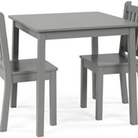 Humble Crew Kids Wooden Table and 2 Chairs Set, Grey - Square Kids Table and Chair Set for Toddlers and Children for Arts, Crafts, and Snack Time - Sturdy, Durable Toddler Activity Table