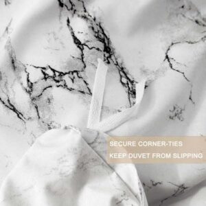 White Black Grey Marble Queen Size Duvet Cover, 3pc Gray Patterned Quilt Cover Set, 1 Farmhouse Microfiber Duvet Cover with Zipper and 2 Pillowcases for Women Men - Image 5