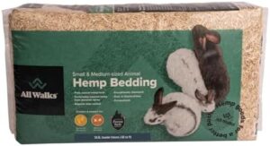 All Walks 18.5L 100% Natural Hemp Bedding - Odor Control, Dust-Free, Chemical-Free, for Chicken Coops, Hamsters, Rabbits & Small Animals, Biodegradable, Made in USA, Highly Absorbent