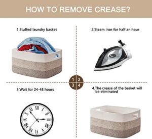 OIAHOMY Large Blanket Basket, Rectangle Woven Baskets for Storage, Nursery Blanket Basket Living Room, Toy Basket With Handle, Large Baskets for Organizing-22”x17”x12”-Gradient Yellow - Image 7