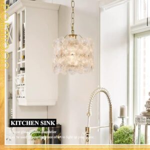 Gold Glass Pendant Light 1-Pack Modern Flower Small Ceiling Pendant Lighting 1-Light for Kitchen Island Sink Dining Room Bedroom Entryway Hallway, E26 - Image 5