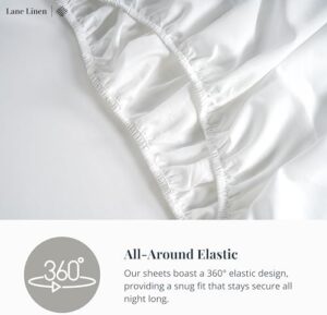 LANE LINEN 600 TC King Size Sheets Set - 100% Mercerized Cotton Sheets King Size Fully Elasticized - Hotel Like Thick Ultra Soft White King Sheets Set, Sateen Weave Deep Pocket King Bedding Set-White - Image 6